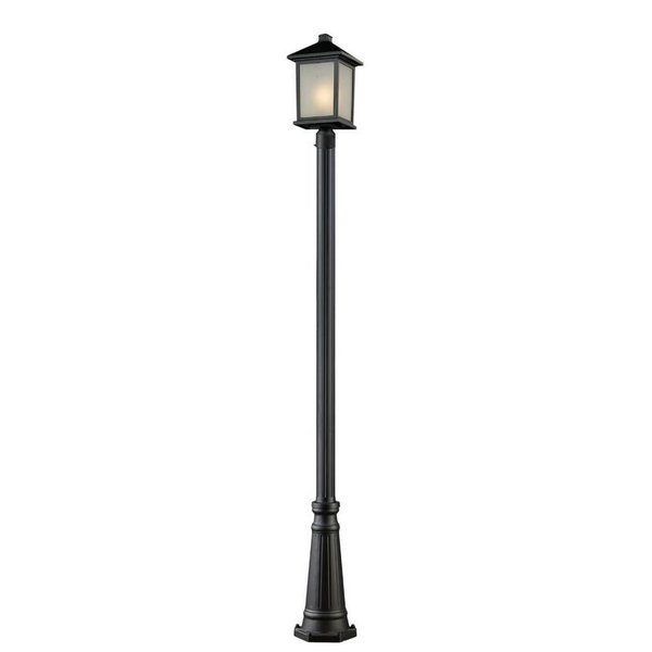 Z-Lite Holbrook Outdoor Post Light, Black And White Seedy 507PHB-519P-BK